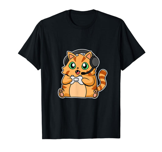 Camiseta de manga corta _Gaming Gato - AMAZON